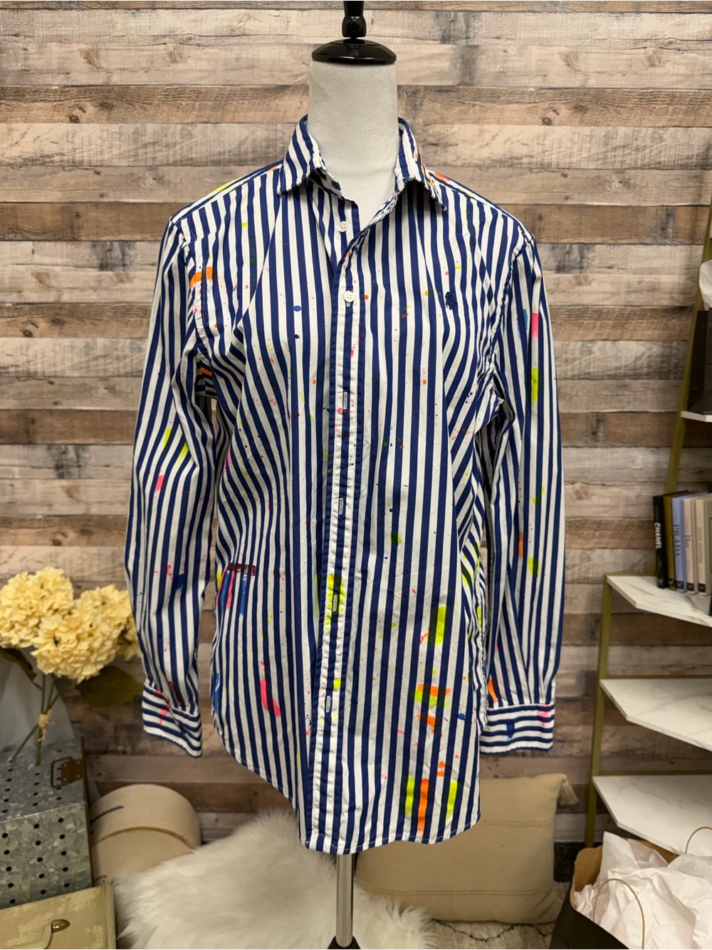Polo Ralph Lauren ‘Relaxed Fit’ Blue & White Striped Paint
